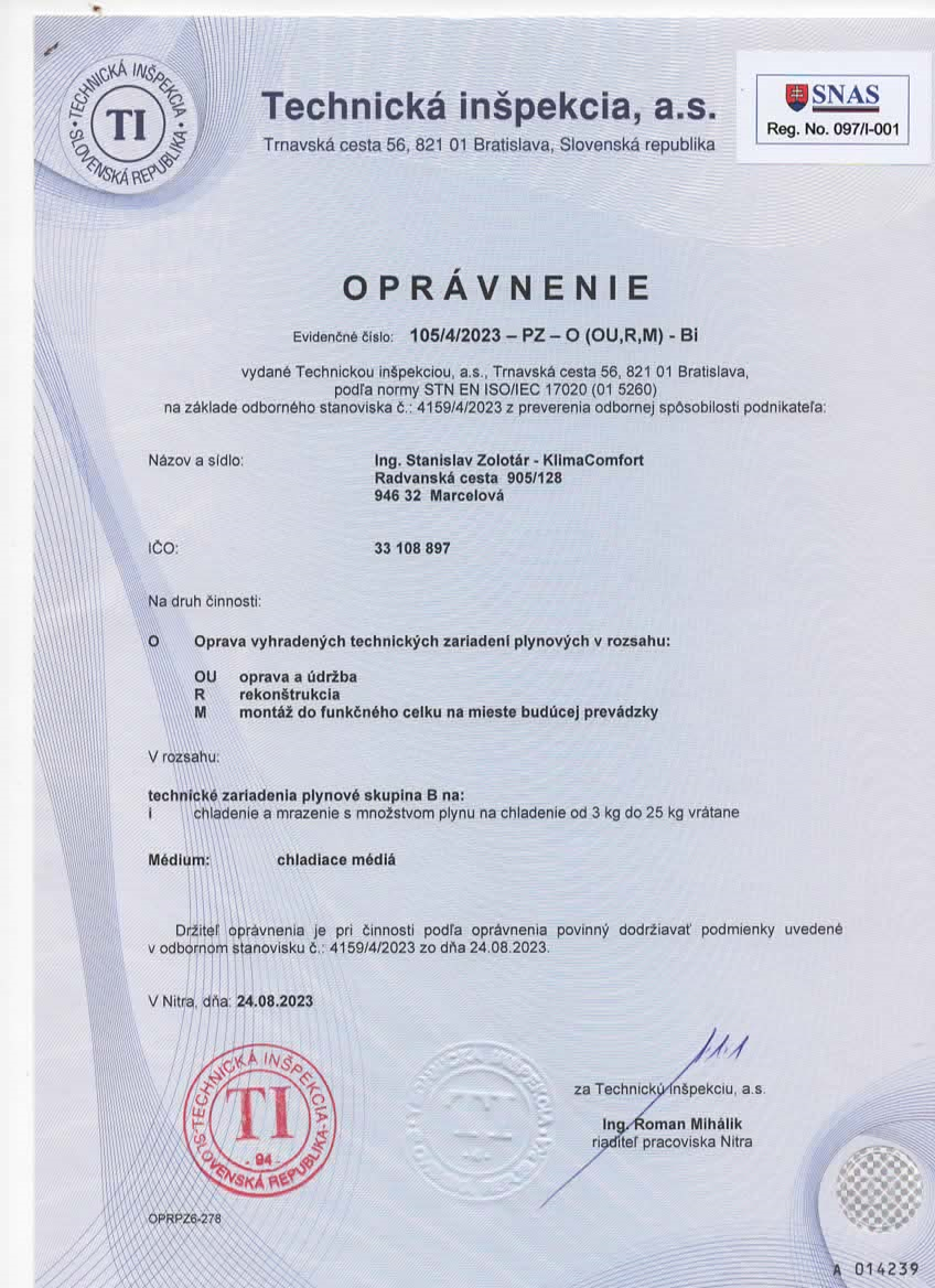 Oprávnenie na plyn